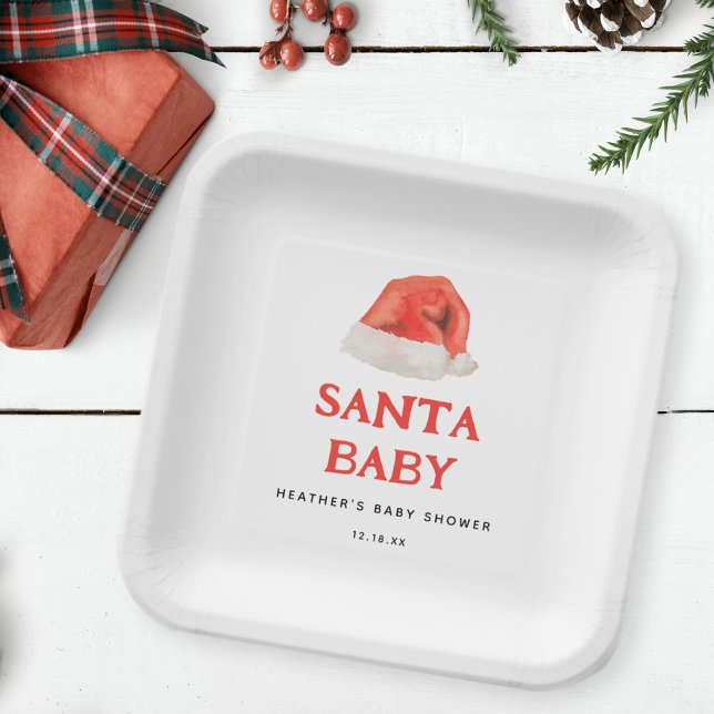 Santa Baby Vintage Holiday Baby Shower Paper Plate (Creator Uploaded)