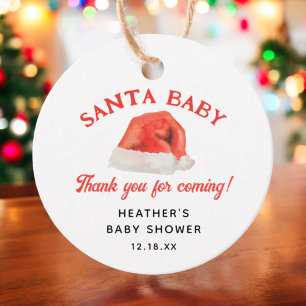 Santa Baby Vintage Winter Baby Shower Thank You Favour Tags