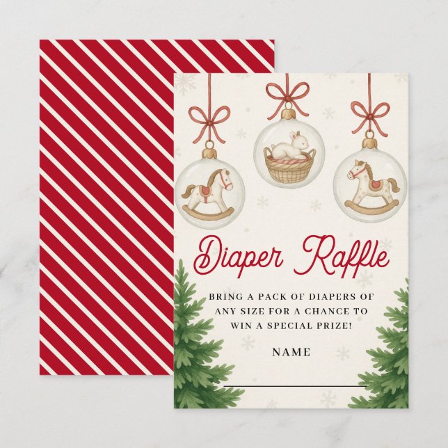 Santa Baby Winter Baby Shower Diaper Raffle Enclosure Card (Front/Back)