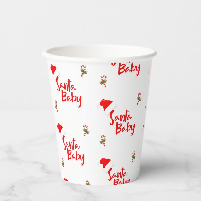 Santa Baby Winter Baby Shower Paper Cups (Front)