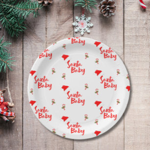 Santa Baby Winter Baby Shower Paper Plate
