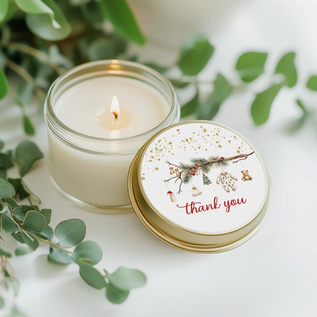 Santa Baby Winter baby shower thank you  Classic Round Sticker (Creator Uploaded)