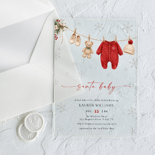 Santa Baby Winter Christmas Baby Shower Acrylic Invitations