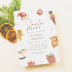 Santa Baby Winter Christmas Baby Shower Invitation