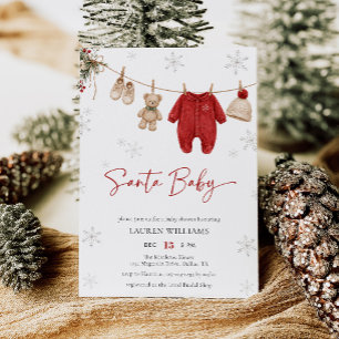 Santa Baby Winter Christmas Baby Shower Invitation