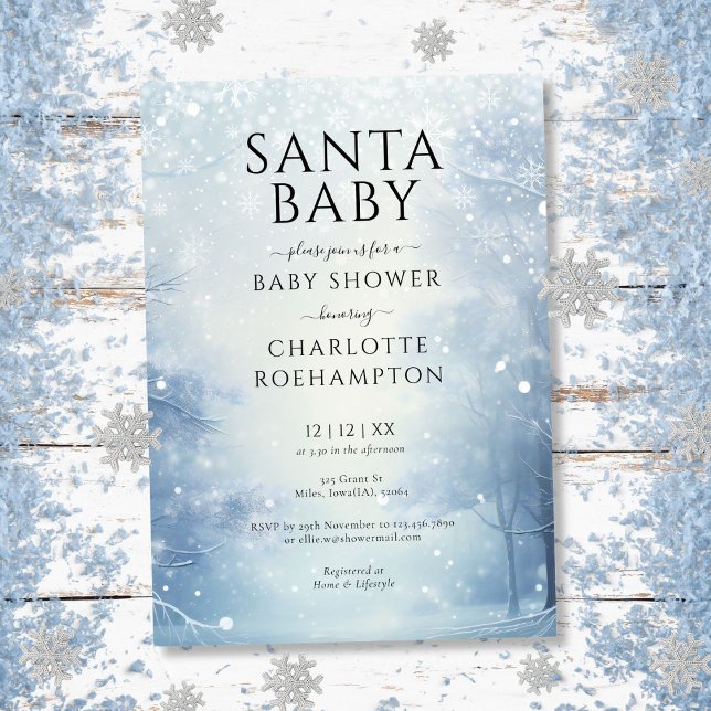 Santa Baby Winter Christmas Baby Shower Invitation (Santa Baby Winter Christmas Baby Shower Invitation)