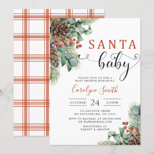 Santa Baby Winter Christmas Baby Shower Invitation