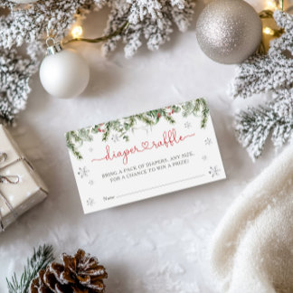 Santa Baby Winter Christmas Diaper Raffle Enclosure Card