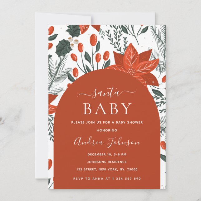 Santa Baby Winter Christmas Theme Baby Shower Invitation (Front)