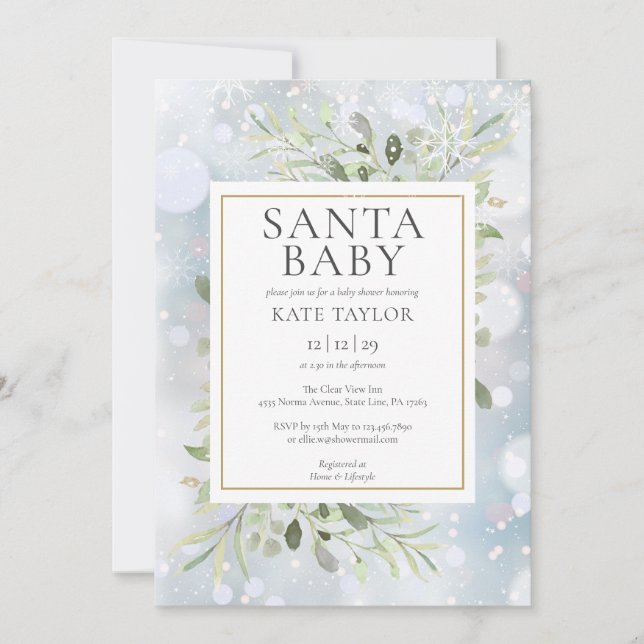 Santa Baby Winter Snow Baby Shower Invi Invitation (Front)