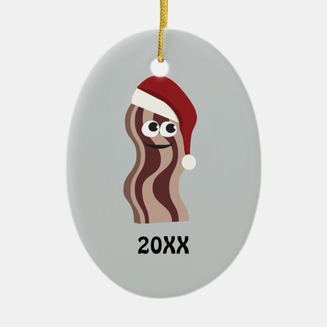 Santa Bacon Ceramic Tree Decoration (Front)