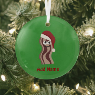 Santa Bacon Glass Tree Decoration