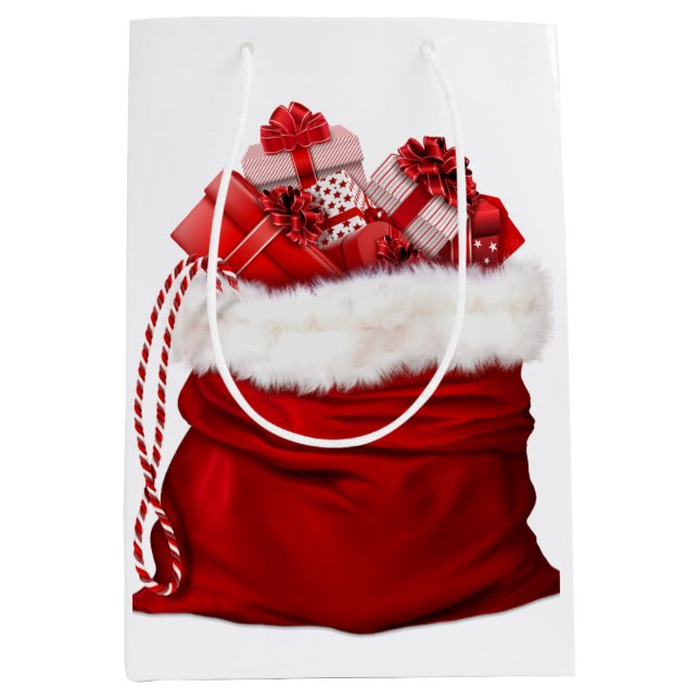 Santa Bag Full of Presents Red And White Gift Bag (Front)