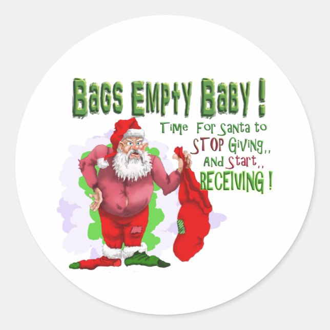 santa bags empty classic round sticker (Front)