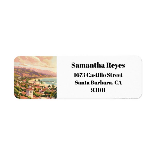 Santa Barbara Beach California Return Address  Label (Front)