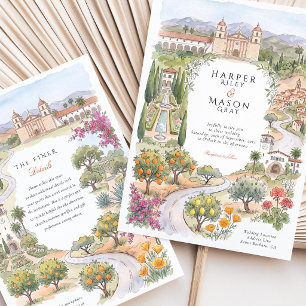 Santa Barbara CA Old Mission Courthouse Wedding Invitation