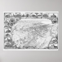 Santa Barbara California 1898 Panoramic Map