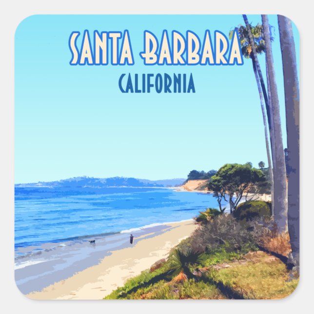 Santa Barbara California Butterfly Beach Montecito Square Sticker (Front)