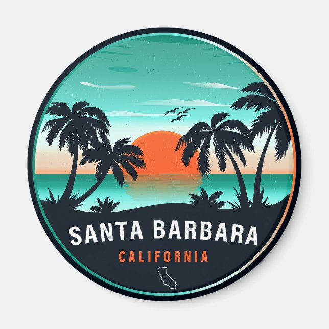Santa Barbara California Retro Sunset Souvenirs 60 Magnet (Front)