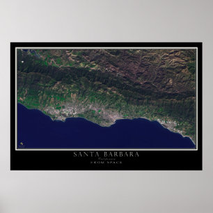 Santa Barbara California Satellite Poster Map
