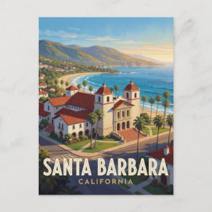 Santa Barbara California Spanish Style Travel Postcard
