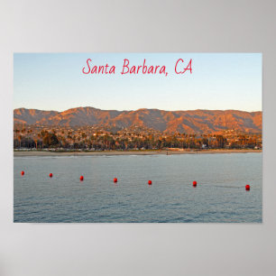 Santa Barbara, California sunset mountains Poster