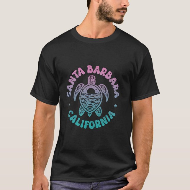 Santa Barbara California Surf Sea Turtle Beach Sur T-Shirt (Front)