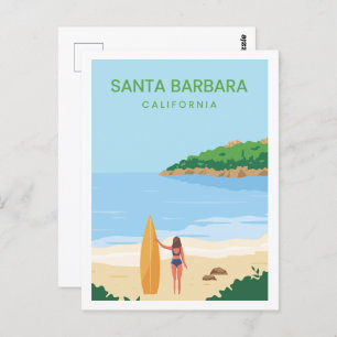 Santa Barbara California Travel Place Illustration Postcard