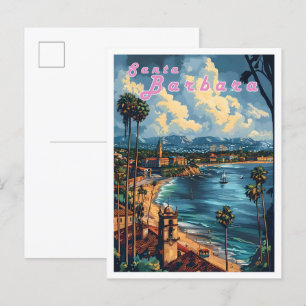Santa Barbara Classic Art Retro Vintage Travel Postcard