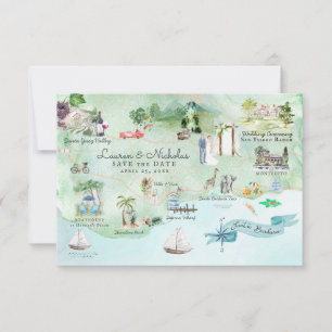Santa Barbara Destination Wedding Itinerary Map Invitation