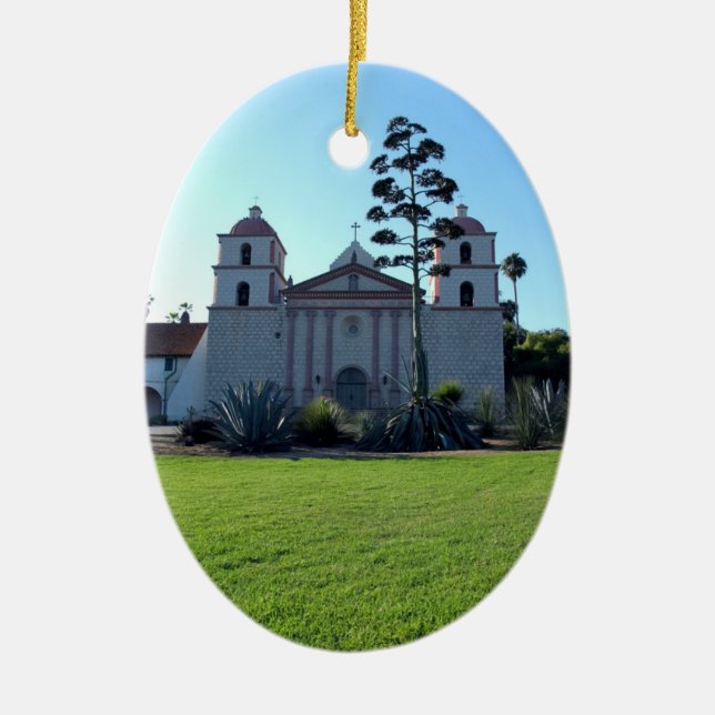 Santa Barbara Mission Ceramic Tree Decoration (Front)