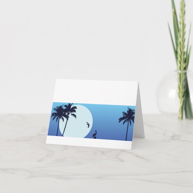 Santa Barbara Moonrise Customisable Notecard (Front)