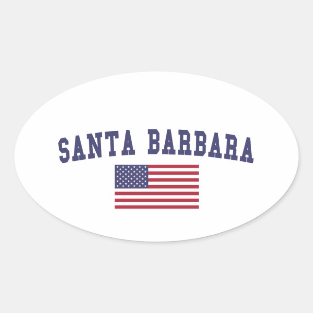 Santa Barbara US Flag Oval Sticker (Front)