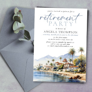 Santa Barbara Watercolor Simple Retirement Party Invitation