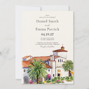 Santa Barbara Watercolor Wedding Destination Invitation