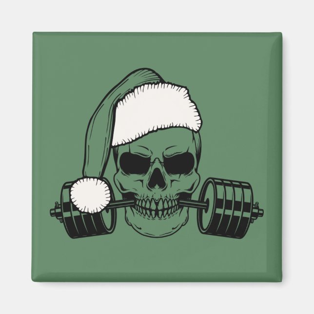 Santa Barbell Fridge Magnet Gym Exercise Gift (Front)