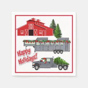 Santa Barn Truck Horse Trailer Christmas Napkin