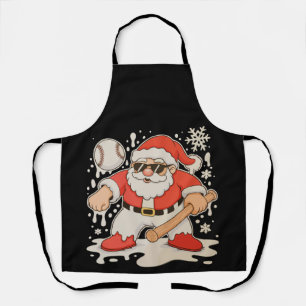 Santa Baseball Drip Snowflake Christmas Xmas Sport Apron