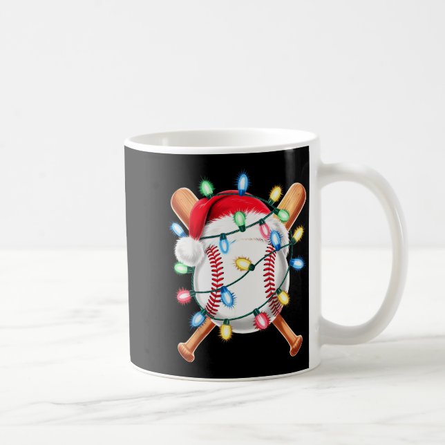 Santa Baseball Player Santa Hat Men Boys Christmas Coffee Mug (Right)