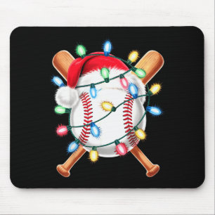 Santa Baseball Player Santa Hat Men Boys Christmas Mouse Pad