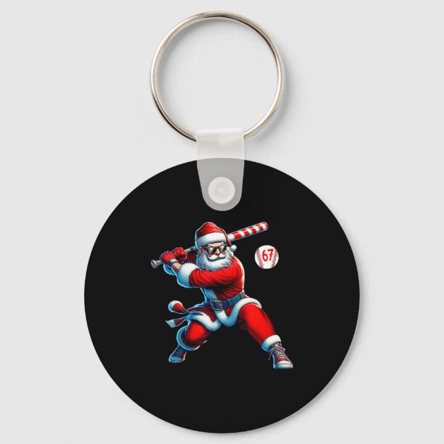 Santa Baseball Six Seven 6 7 Meme Christmas Men Bo Key Ring (Front)