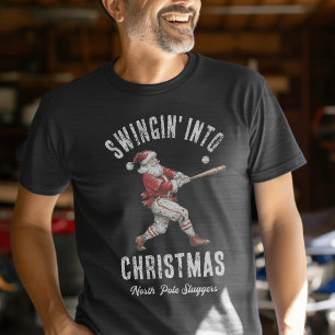 Santa Baseball “Swingin’ Into Christmas” Holiday Tri-Blend Shirt