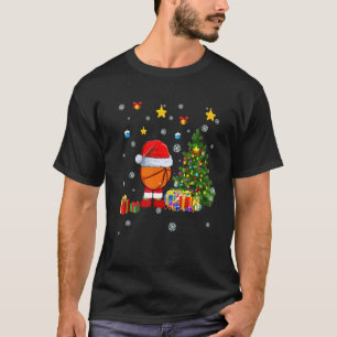 Santa Basketball Ball Christmas Tree Player Coach T-Shirt