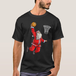 Santa Basketball Christmas Boys Men Slam Dunk Ball T-Shirt
