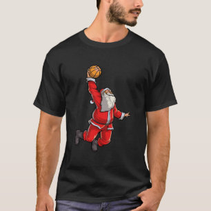 Santa Basketball Flying Dunk Christmas Dunking San T-Shirt
