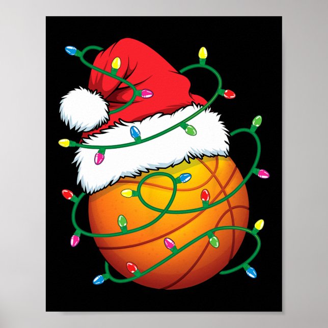 Santa Basketball Sports Ball Men Boys Christmas Xm Poster (Front)