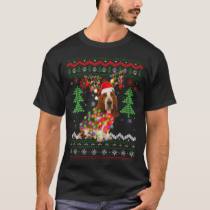Santa Basset Hound Dog Christmas Lights Ugly Xmas  T-Shirt