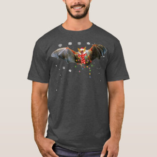 Santa Bat Animal Christmas Lights Lover Christmas  T-Shirt