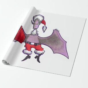 Santa Bat matte wrapping paper large