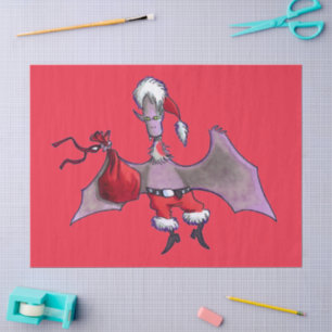 Santa Bat red tissue paper large